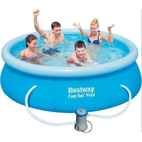 Trade Shop - Piscina Al Aire Libre Inflable Redondeado 244x61cm Conjunto Rápido Con Bomba De Filtro 57450 -