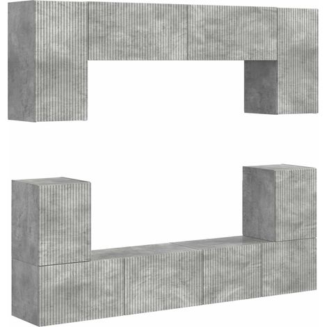 Set mobile TV 5 pcs Grigio cemento Legno multistrato vidaXL (1/5)