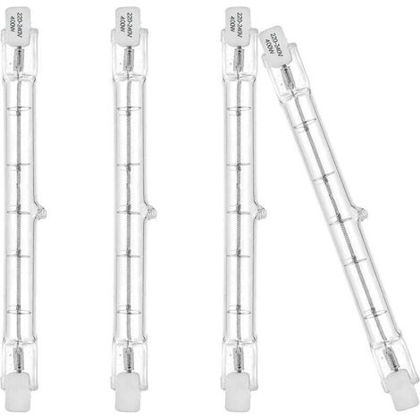 Bombillas Eco Halógenas R7S 118mm 400W 230V 5200lm Blanco Cálido 2700K Bombilla Tipo J para Trabajo, Seguridad, Iluminación de Paisaje, Alumbrado Público (Paquete de 4)