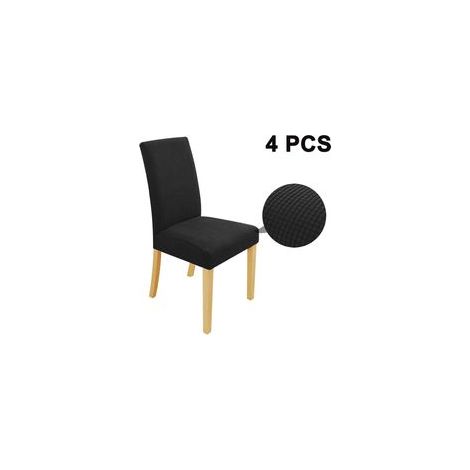 Lot de 4 housses de chaise extensibles classiques - Imperméables et noires (1/5)
