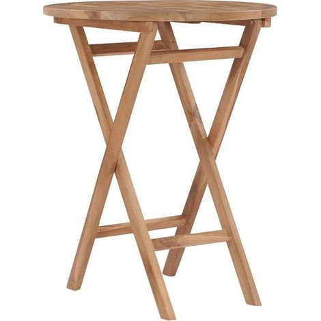 Table de jardin ronde pliable teck massif clair Ressa (1/3)