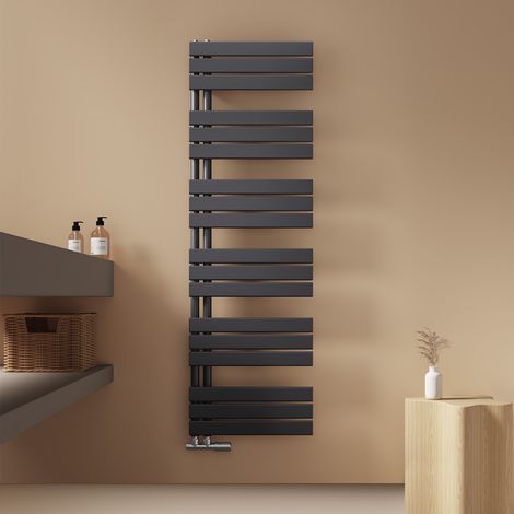 EMKE Badheizkörper Flach 1599x500 mm Anthrazit, Handtuchwärmer für Badezimmer Handtuchtrockner, Panel Handtuchhalter Seitenanschluss für Wasser 794W