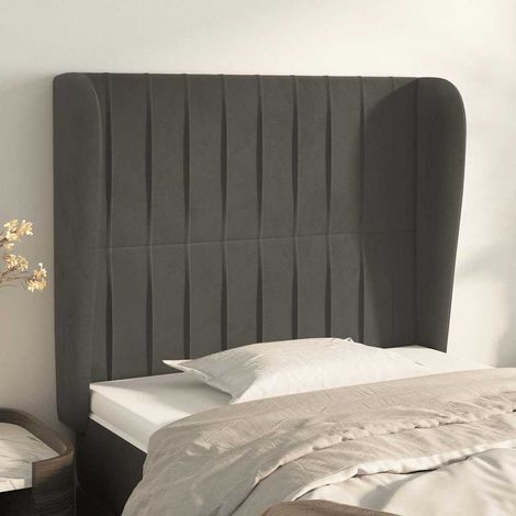 vidaXL Cabecero con orejas de terciopelo gris oscuro 93x23x118/128 cm (1/5)