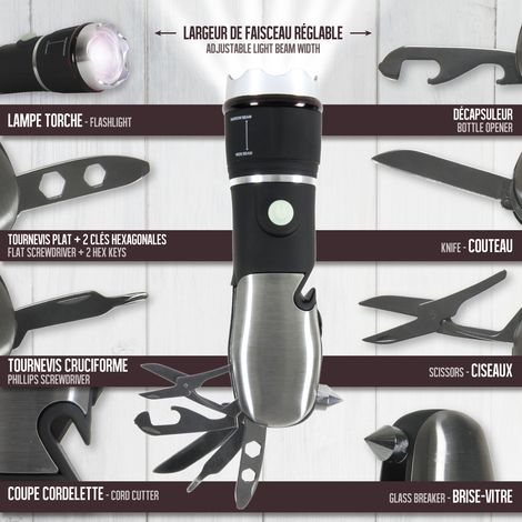 Lampe Torche - JE CHERCHE UNE IDEE - Multifonction - 8-en-1 - Noir (1/3)