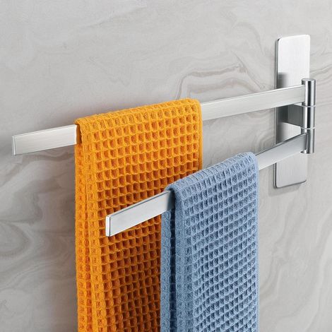 Handtuchhalter schwenkbar 2armig Rechteck Silber Ohne Bohren (1/5)