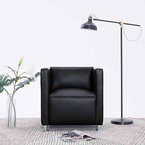 vidaXL Sillón de cuero sintético negro (1/5)
