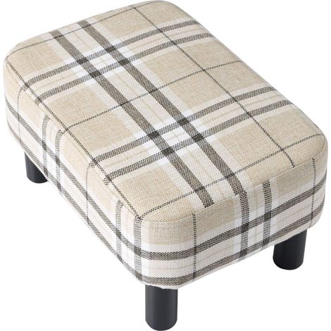 Repose-Pieds rembourré en Bois Pouf Tabouret Bas Tabouret de canapé en Tissu Petite Maison Moderne Salon Chambre Tabouret rectangulaire avec siège rembourré, Couleur rayée RF-BD215-C (1/5)