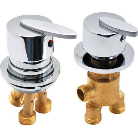 Bathtub Faucet Two Piece Split Shower Faucets Hot and Cold Water Faucet or Diverter Mixer (1/4)