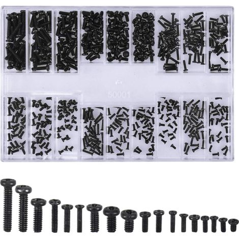 500 pezzi Viti per occhiali a testa tonda Kit universale di viti per laptop M1.2 M1.4 M2 nere