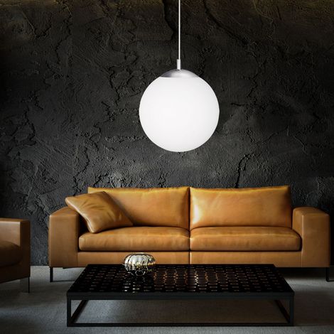 Suspension lampe suspension lampe suspension lampe de table à manger salon, verre opale métal nickel mat métal, 1x LED 3W 250Lm 3000K, DxH 25x150cm (1/5)