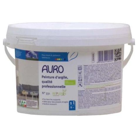 Peinture d'argile Auro n°331 qualité professionnelle 1l blanc mat prêt à l'emploi