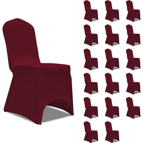 Housses élastiques de chaise Bordeaux 18 pcs (1/5)