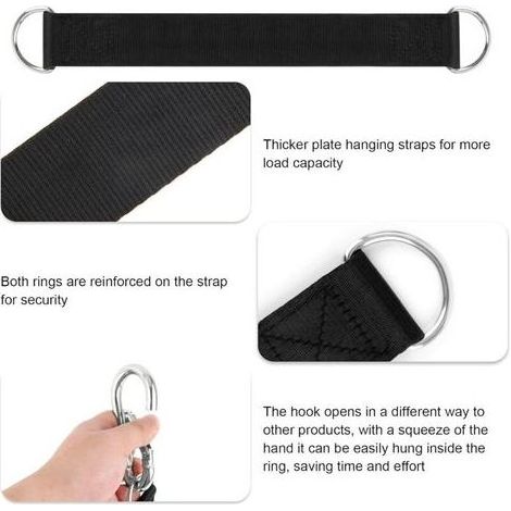 Lot de 4 fixations pour hamac. balançoire. fauteuil suspendu avec 4 mousquetons de suspension de qualité supérieure pour l'intérieur et l'extérieur .