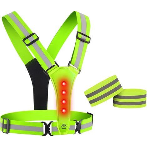 Anlising Gilet Reflechissant Vélo LED,LED Running Vest Gilet,Gilet Réfléchissant Running,Gilet de Course à LED Gilet Réfléchissant,avec 2 Bracelet Réfléchissant, pour Jogging, Randonnée, Vélo la NUI (1/5)