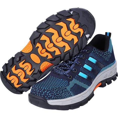 Chaussures de sécurité anti-perforation tendance, embout en acier, bleues, taille 42