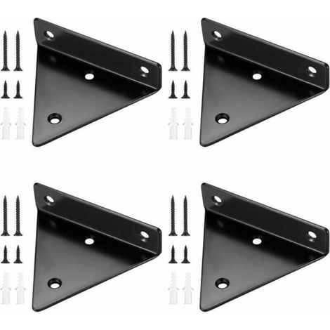 Set of 4 floating shelf brackets, invisible triangular wall-mounted shelf brackets, metal brackets for wall-mounted shelf storage