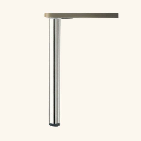 Cuisissimo – Pied de meuble pour plan de travail réglable rond en acier chromé H 87 cm – Fixation par vis – Pour cuisines modernes