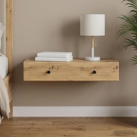 Table d’appoint murale avec tiroir en bois d’ingénierie chêne 87,5 x 34,5 x 17 cm, 13.04kg - PANGIVO (1/5)
