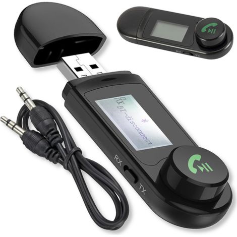 Kit vivavoce Bluetooth 5.0 con trasmettitore e ricevitore AUX USB. (1/5)