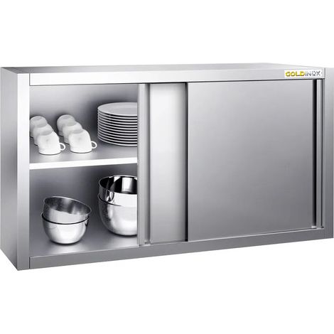 Placard mural inox 1000x400 mm - Hauteur 650 mm avec portes coulissantes PREMIUM - GOLDINOX (1/4)