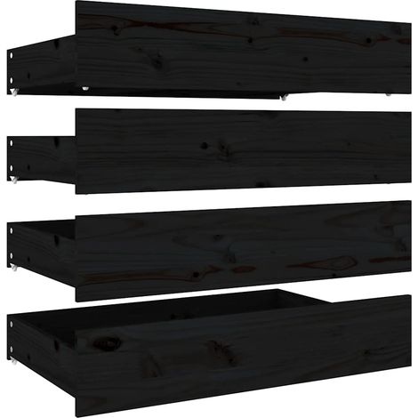 Maison Exclusive - Cassettoni da Letto 4 pz in Legno Massello di Pino Nero