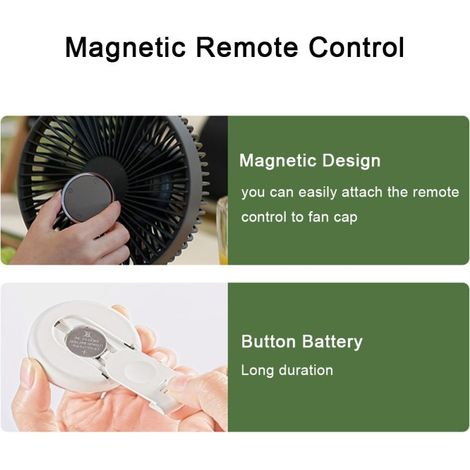2-in-1 Campinglaterne-Ventilator mit magnetischer Fernbedienung, abnehmbarem Stativ und Timerfunktion, ideal zum Campen, Angeln und Wandern. (1/5)