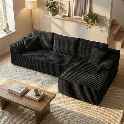 Modulares L-förmiges Ecksofa, ausziehbares Sofa mit Kompression für das Wohnzimmer, ergonomischer Komfort und modernes Design