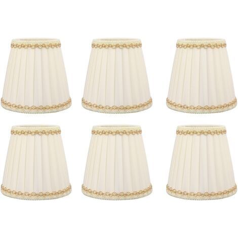Lot de 6 petits abat-jour en tissu – Installation par clips – Dimensions : 9 x 14 x 13 cm – Pour ampoules E14 – Style moderne pour bureau et salon (1/5)