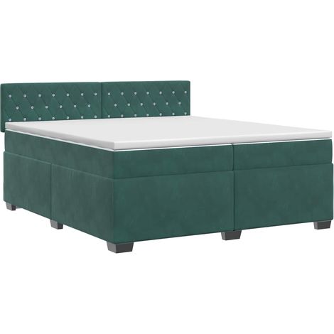 Maison Exclusive - Letto box spring con materasso Verde Scuro 200 x 200 cm Velluto (1/5)