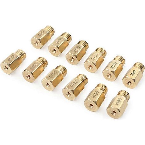 12 gicleurs principaux compatibles pour carburateur Mikuni VM TM, références 90 à 200, pour moto. (1/4)