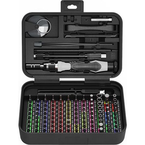 Destornilladores de precisión pequeños 132 en 1, XU, juego de herramientas de reparación mejorado con 108 puntas magnéticas y cable de extensión codificado por colores para teléfonos portátiles KZQ -  (1/4)