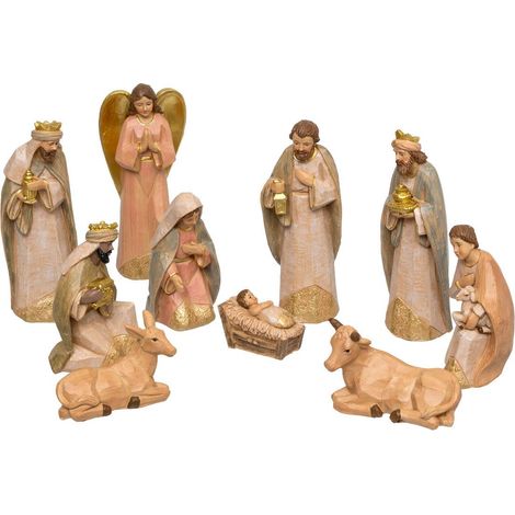 Lote de 10 figuras de cuna de Navidad H.15cm resina - Atmosphera créateur d'intérieur