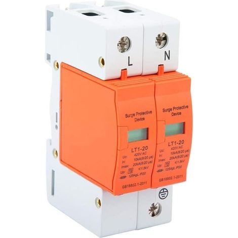 2 pezzi Scaricatore di sovratensione, protezione da sovratensione, guida DIN, protezione da sovratensione domestica, scaricatore di bassa tensione, 2P 10kA - 20kA 420V CA (1/4)