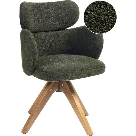 Silla de comedor giratoria respaldo curvo de bouclé verde oscuro Marcy (1/5)