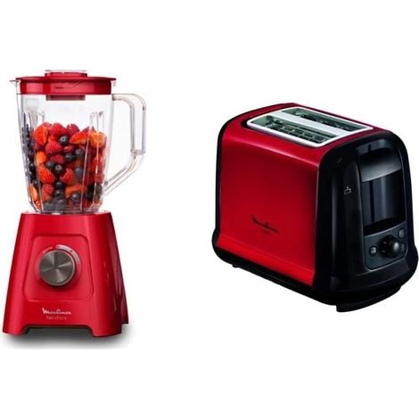 Bol blender rouge - Moulinex Blendforce - 600 W - 2 vitesses - 2 L (1/4)