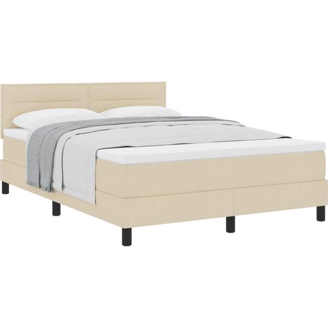 Maison Exclusive - Lit à ressorts avec tête de lit Crème 140 x 200 cm tissu (1/5)