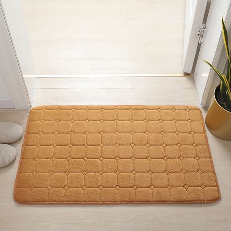 Tapis De Bain - Mousse À Mémoire De Forme - Pour Salle De Bain Chambre Salon - 50x80 cm - Marron - 1 Pièce (1/5)