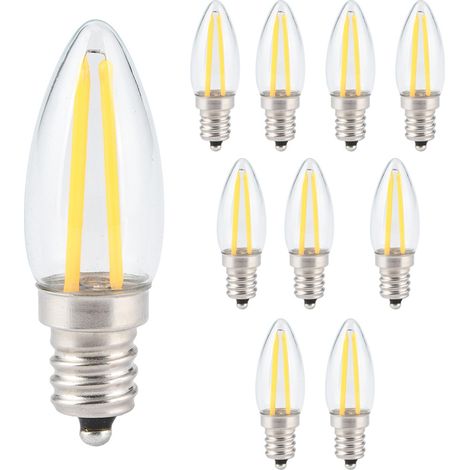 10 Ampoules LED E12 Miniatures à Filament Long Dimmables 1.5W AC110V pour Éclairage Maison