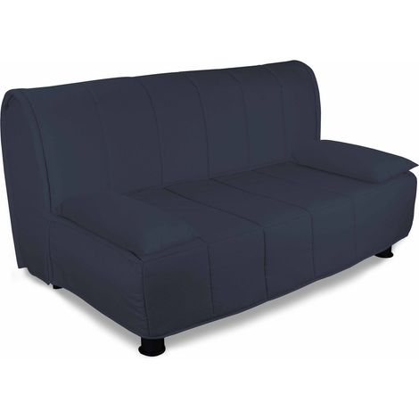EVERGREENWEB - Divano letto 3 posti con Materasso Matrimoniale 160x190 in Waterfoam Ortopedico Prontoletto con Rivestimento sfoderabile e lavabile BLU con 2 Cuscini supersoft abbinati - Evening (1/3)