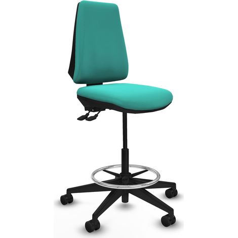 Taburete Elche AS similpiel turquesa base piramidal ruedas 65mm nailon