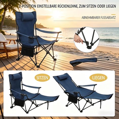 Chaise de camping portable, siège de pêche avec repose-pieds extensible, fauteuil pliant ergonomique, chaise de randonnée et de loisirs (1/5)