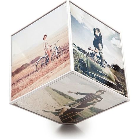 BALVI - KUBE DREHBARER BILDERRAHMEN FÜR 6 10X10CM FOTOS. WIRD MIT EINER AA-BATTERIE BETRIEBEN (NICHT