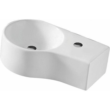 Nemo Spring Bali II petit lave-mains 440 x 275 mm montage murale porcelaine blanc orifice d'évacuation D45 mm trou de robinet traversant à droite D35