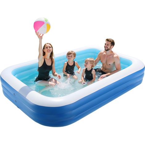 VEVOR Piscina Rettangolare da Esterno Gonfiabile per Famiglie 3 x 1,7 x 0,5 m, con Toppe di Riparazione, Piscina Gonfiabile in PVC di Grandi Dimensioni, Feste Estive in Acqua, Giardino