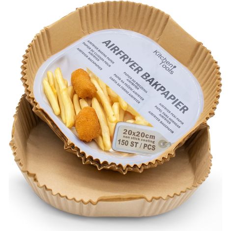 Airfryer Antihaft Backpapier formstabil 20 x 20 cm - 150 Stück - Einweg Papierschalen für die Heißluftfritteuse - Einlegepapier Backform auslaufsicher