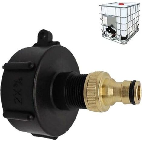 Schnellanschlussnippel für 1000-Liter-Tank, S60X6 IBC-Hahnanschluss für Mehrfachtanks, Schlauchverbinder für IBC-Tankadapter (Messingauslass, 1/2") (1/5)