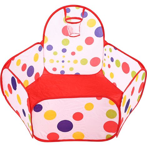 Tente de jeu portable pour enfants, tipi cartoon avec piscine à balles, 120cm, pop-up pour bébé, extérieur, lot de tente et panier (1/5)