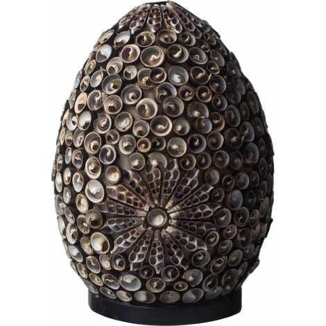 Lampe Coquillage Boho - Ovale Torsadé Chocolat - 20 cm- Vendu par 1 (1/4)