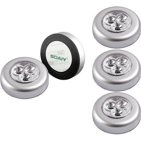 Lot de lampes de chevet LED autocollantes alimentées par 3 piles (piles non incluses) pour armoire/placard/étagère/entrée/cuisine/couloir