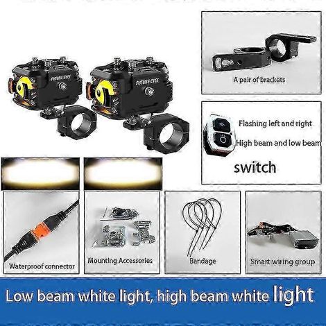 Phare antibrouillard LED auxiliaire jaune pour moto F800 F650 1200gs (Noir Blanc Blanc B) (1/5)